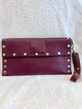 Faith by Kristy White Leather Studded Clutch | Boho Rustic Envelope Wristlet